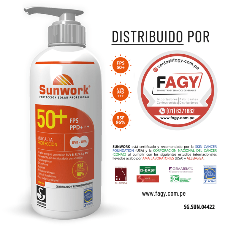 BLOQUEADOR (PROTECTOR) SOLAR FPS 50+ 1LT SUNWORK