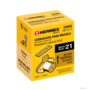 Cerradura para mueble, modelo 21, latón, HERMEX BASIC 23505 - Imagen 1