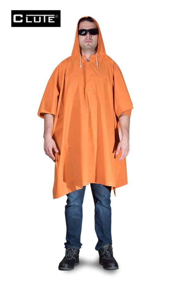 30903312-PONCHO-PVC-ECO-NARANJA-LIGERO-c.CAPUCHA-2.00X1.27-MATE-CLT-Delante