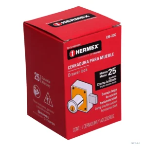 Cerradura para mueble, modelo 25, cromo, HERMEX 43559 - Imagen 1