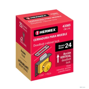 Cerradura para mueble, modelo 24, latón, HERMEX 43565 - Imagen 1