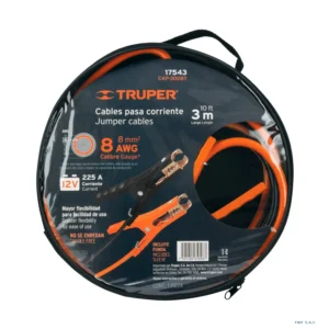Cables pasa corriente 3 m, 225 A, 8 AWG, con funda, Truper 17543 - Imagen 1