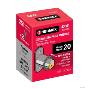 Cerradura para mueble, modelo 20, cromo, HERMEX 43561 - Imagen 1