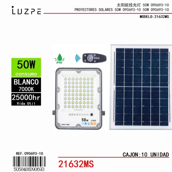 Panel Solar con Casco Metal de 50W Blanco Panel Solar con Casco Metal de 50W Blanco