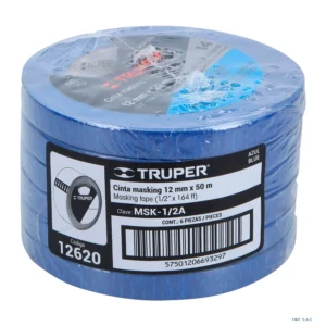 Cinta masking tape azul de 1/2" x 50 m para pintor Truper 12620 - Imagen 1