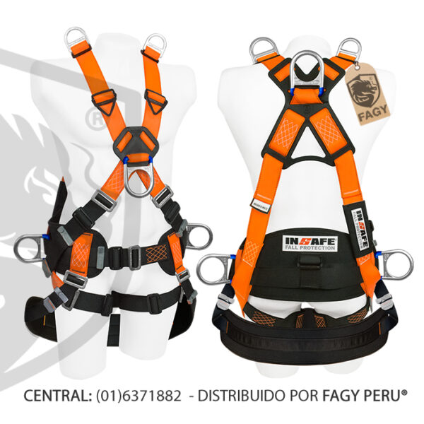 Arnés 6 argollas para espacios confinados con soporte lumbar Arnés 6 argollas para espacios confinados con soporte lumbar