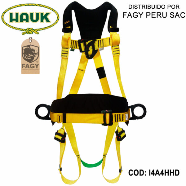 Arnes dielectrico con pecho en h de 4 anillas y 4 hebillas HAUK