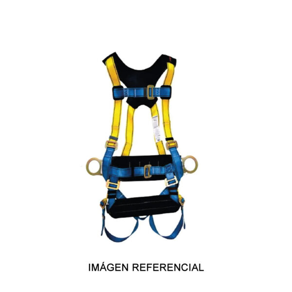 Arnés en H 3 aros y 6 hebillas con faja lumbar y sentadera Arnés en H 3 aros y 6 hebillas con faja lumbar y sentadera