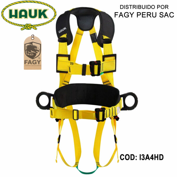 Arnés lumbar dieléctrico en h, 3 anillas 4 hebillas HAUK
