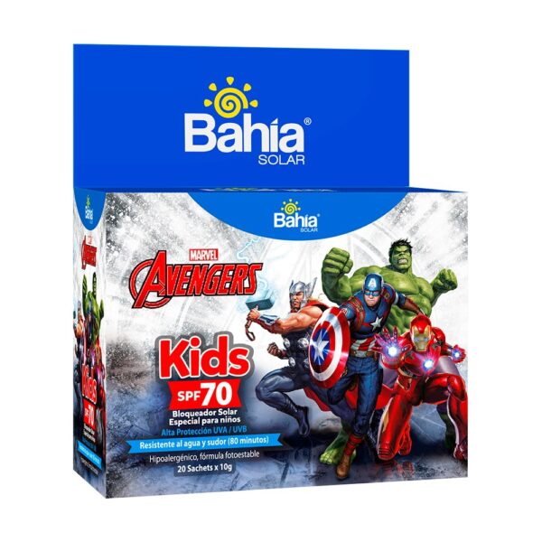 BLOQUEADOR BAHÍA AVENGERS SPF 70 – 20 SACHETS DE 10G