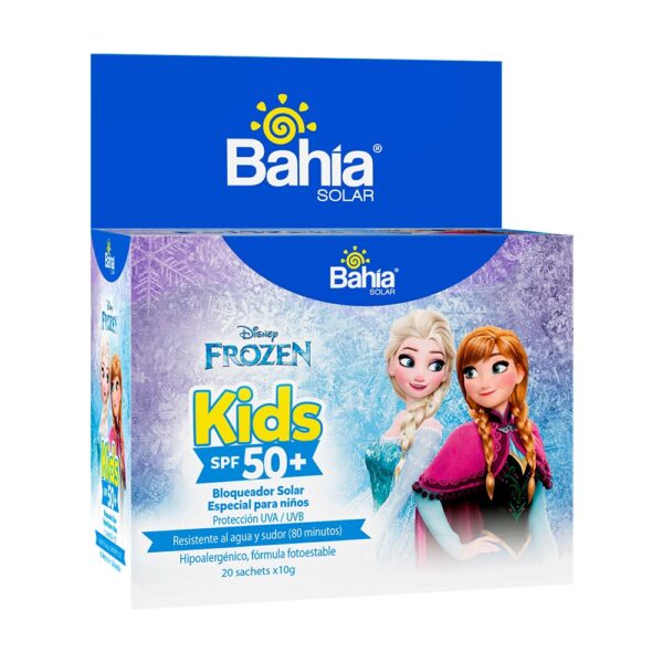 BLOQUEADOR BAHÍA KIDS SPF 50 + FROZEN – 20 SACHETS DE 10G