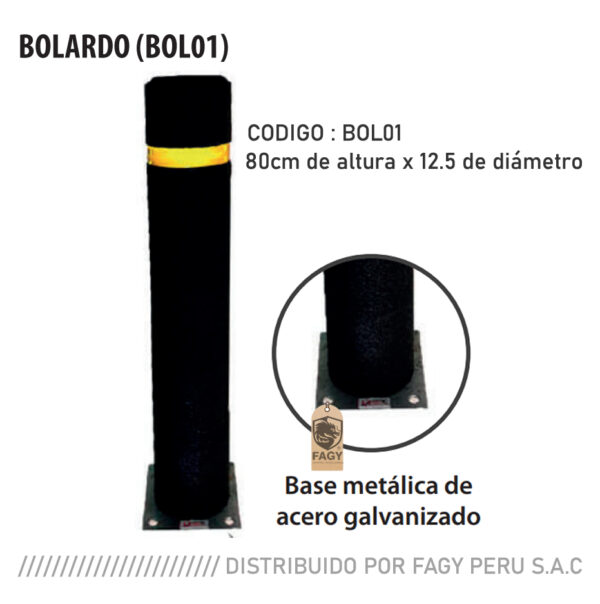 Bolardo de caucho con alma metálica Bolardo de caucho con alma metálica