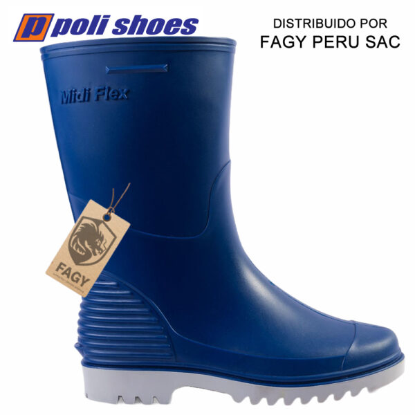 Bota de PVC Midi Flex Impermeable Liviano para Dama azul-plomo