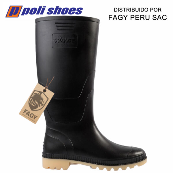 Bota de PVC Prince Impermeable Liviano negro-amarillo
