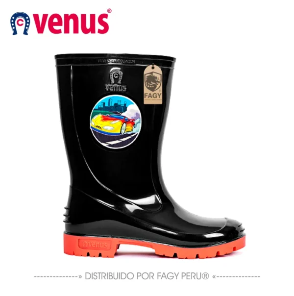 Bota venus impermeable con sticker negro Bota venus impermeable con sticker negro