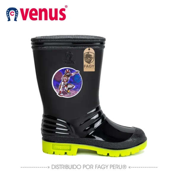 Bota venus infantil con sticker ultra negro verde Bota venus infantil con sticker ultra negro verde