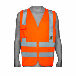 CHALECO RFX ALTA VELOCIDAD NARANJO 4 BANDAS REFLECTIVAS C/CIERRE steelpro