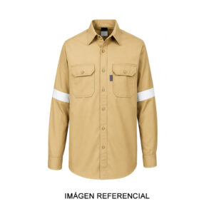 Camisa beige Ignífuga de 34 cal/cm² con cinta reflectiva