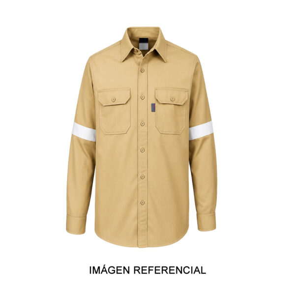Camisa beige Ignífuga de 34 cal/cm² con cinta reflectiva