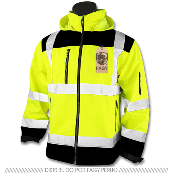 Casaca termica con forro polar de alta visibilidad con cinta reflectiva en H Casaca termica con forro polar de alta visibilidad con cinta reflectiva en H