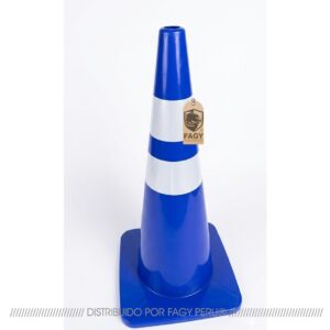Cono de seguridad azul de 28 pulgadas con 2 cintas reflectivas
