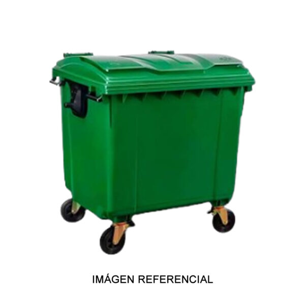 Contenedor de 1100 litros con ruedas y rótulo Contenedor de 1100 litros con ruedas y rótulo