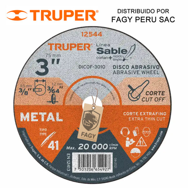 Disco 3″ corte de metal Truper 12544 Disco 3″ corte de metal Truper 12544