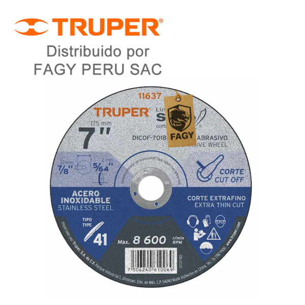 Disco 7″ corte de acero inoxidable Truper 11637 Disco 7″ corte de acero inoxidable Truper 11637
