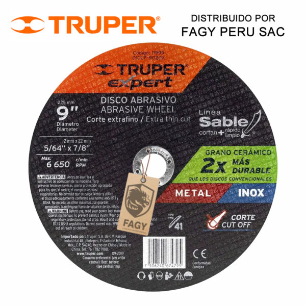 Disco 9″ corte de metal Truper 11999 Disco 9″ corte de metal Truper 11999