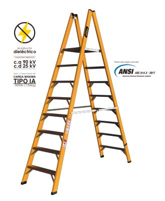 Escalera plataforma doble acceso de fibra de vidrio Horn Escalera plataforma doble acceso de fibra de vidrio Horn