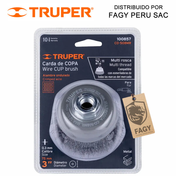 Escobilla tipo copa alambre ondulado 3″ Truper 100857 Escobilla tipo copa alambre ondulado 3″ Truper 100857