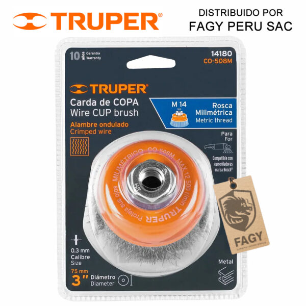 Escobilla tipo copa alambre ondulado 3″ Truper 14180 Escobilla tipo copa alambre ondulado 3″ Truper 14180