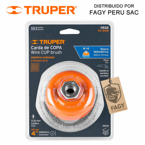 Escobilla tipo copa alambre ondulado 4″ Truper 11532 Escobilla tipo copa alambre ondulado 4″ Truper 11532