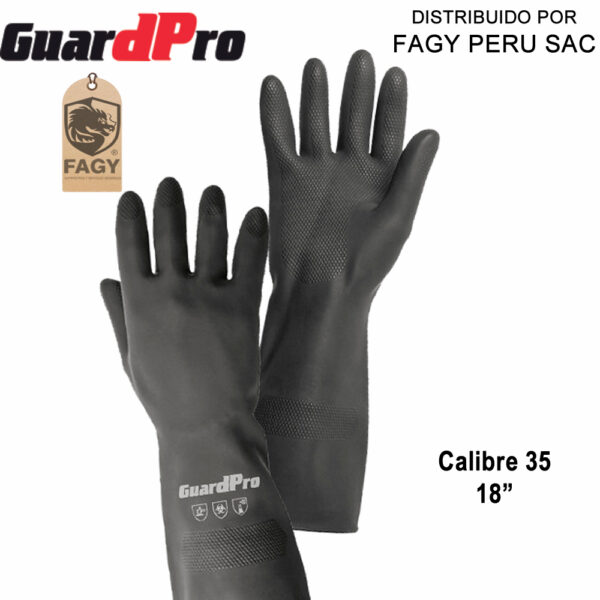 Guante de jebe calibre 35 largo 18 guardpro