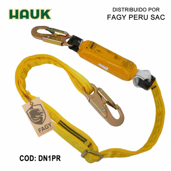 Línea De Vida-Conexión Regulable. Con Amortiguador De Caída Factor 1. De Cinta Poliéster Y Dos Ganchos De 3-4″ HAUK
