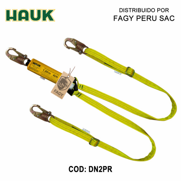 Línea De Vida-Conexión. Regulable. Doble. Con Amortiguador De Caída Factor 1 Y Tres Ganchos De 3-4″ HAUK