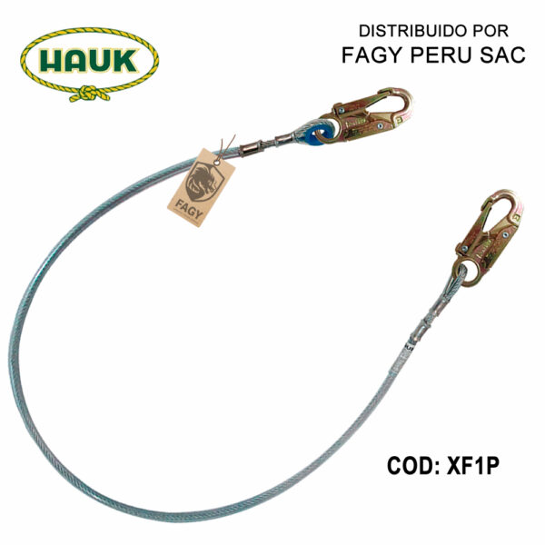 Línea de conexión. de cable de acero de 1-4″. longitud 1.80 m y 2 ganchos de 3-4″ HAUK