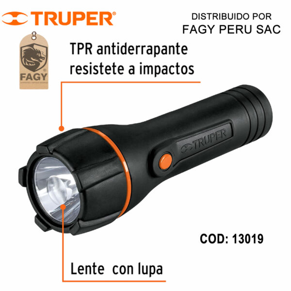 Linterna plastica 180 lm a pilas D truper 13019