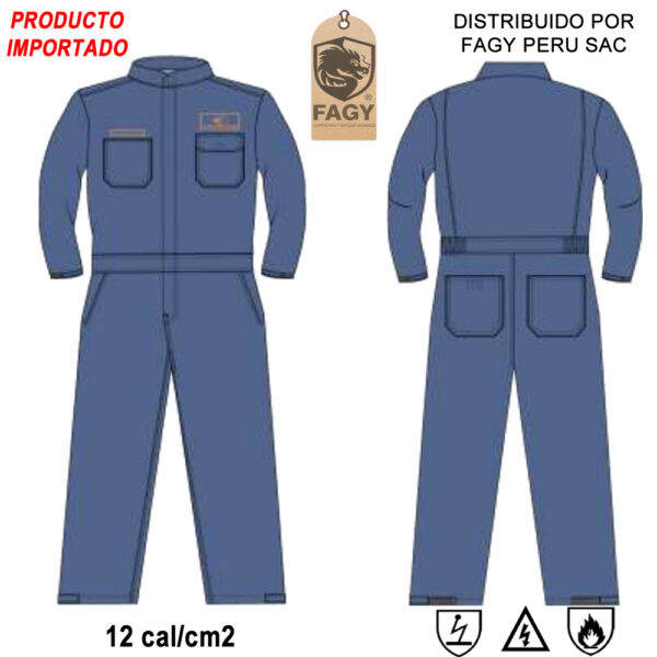 Mameluco resistente a la llama(ignifuga) de 12 cal-cm2