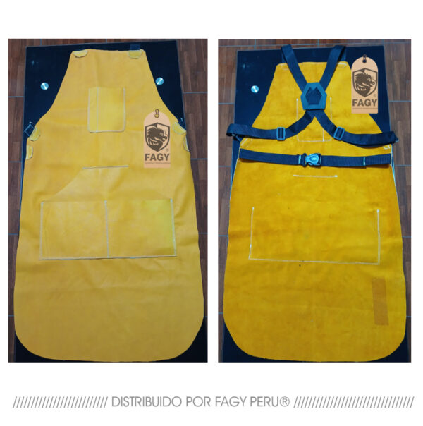 Mandil o delantal de cuero res con bolsillos