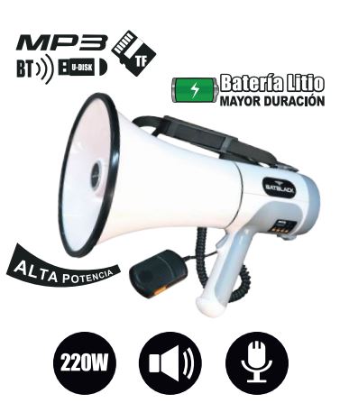 Megáfono 220W recargable batblack BT-MF220