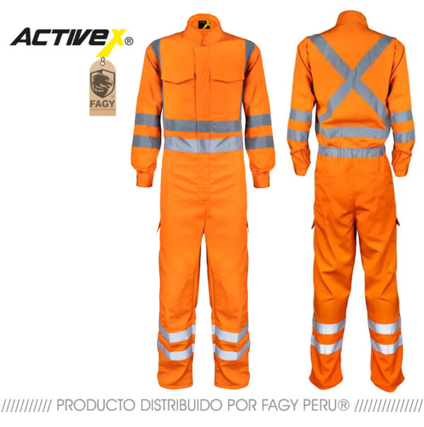 Overol Antiácido Activex Acid Pro Naranja con reflectantes 360° Overol Antiácido Activex Acid Pro Naranja con reflectantes 360°