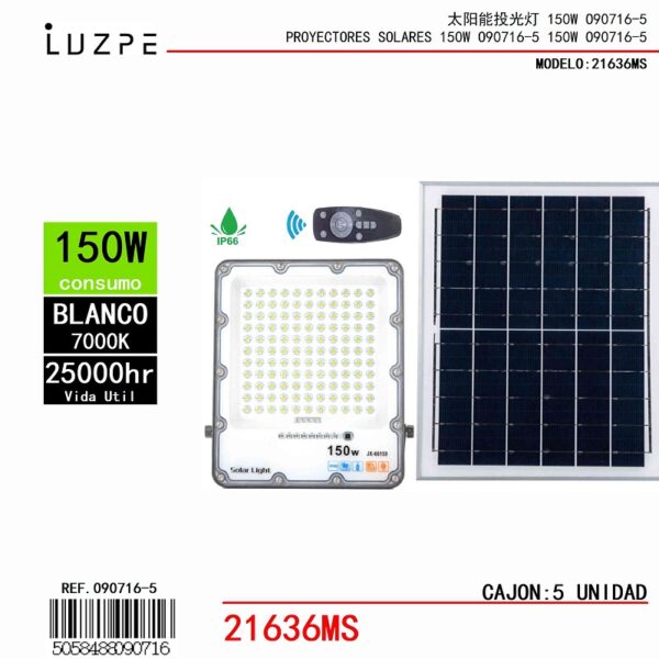 Panel Solar con Casco Metal de 150W Blanco Panel Solar con Casco Metal de 150W Blanco