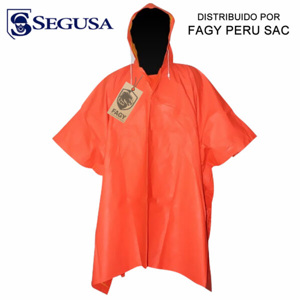 Poncho de pvc super liviano color naranja