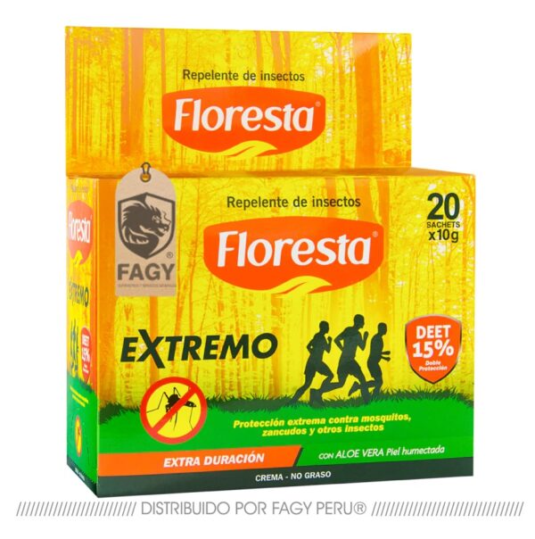 Repelente Floresta Extremo Crema 15% Deet Sachet 10 g. x 20 unid Repelente Floresta Extremo Crema 15% Deet Sachet 10 g. x 20 unid