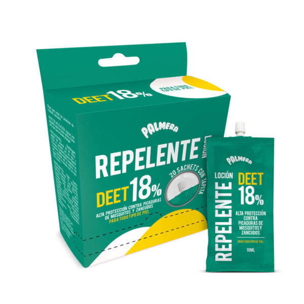 Repelente deet 18% palmera sachet Repelente deet 18% palmera sachet