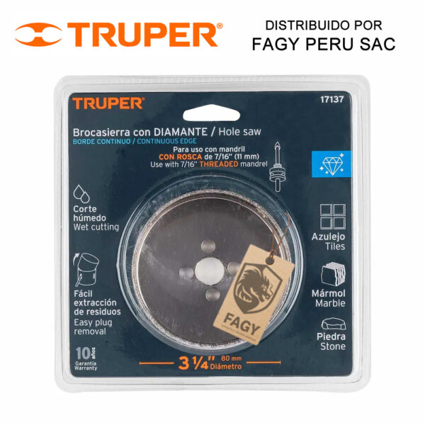 Sierra copa con diamante 3-1-4″ Truper 17137-2