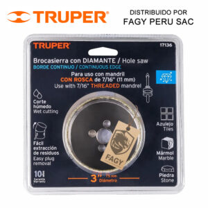 Sierra copa con diamante 3″ Truper 17136-2