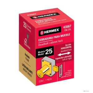 Cerradura para mueble, modelo 25, latón, HERMEX 43567 - Imagen 1
