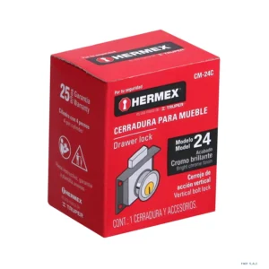 Cerradura para mueble, modelo 24, cromo, HERMEX 43557 - Imagen 1